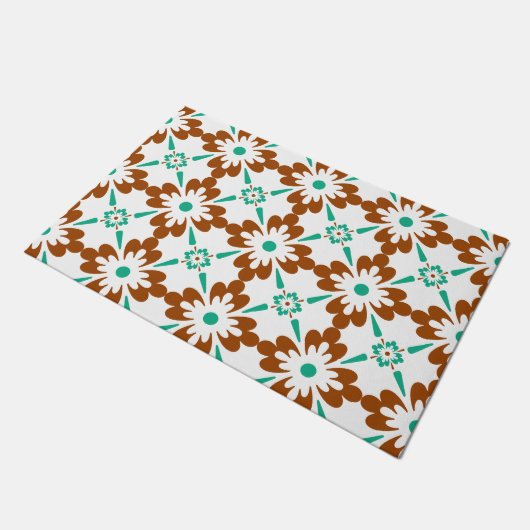 Turqouise Brown en White Spain Pattern Deurmat (Schuin)