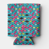 Turqouise- en roze-kubuspatroon blikjeskoeler (Voorkant)
