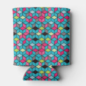 Turqouise- en roze-kubuspatroon blikjeskoeler (Achterkant)