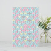 Turqouise- en roze-kubuspatroon briefpapier (Staand voorkant)