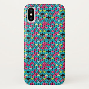 Turqouise- en roze-kubuspatroon Case-Mate iPhone case