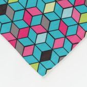 Turqouise- en roze-kubuspatroon fleece deken (Hoek)