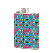 Turqouise- en roze-kubuspatroon heupfles (Links)