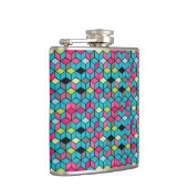 Turqouise- en roze-kubuspatroon heupfles (Rechts)