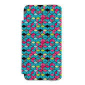 Turqouise- en roze-kubuspatroon incipio iPhone portemonnee hoesje (Voorkant Agenda)