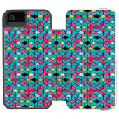 Turqouise- en roze-kubuspatroon incipio iPhone portemonnee hoesje (Agenda Open)