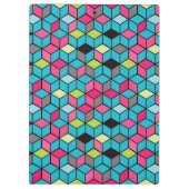 Turqouise- en roze-kubuspatroon klembord (Achterkant)