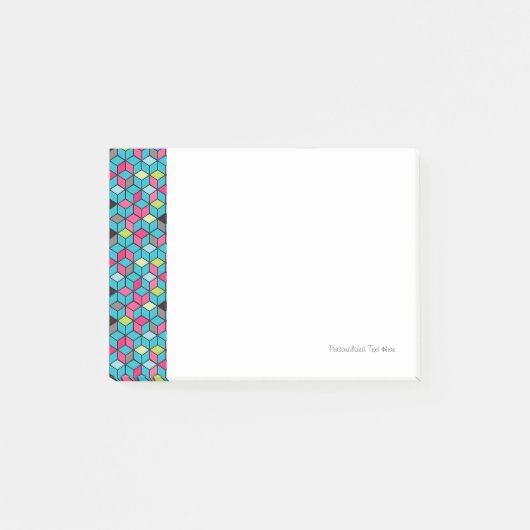 Turqouise- en roze-kubuspatroon post-it® notes (Voorkant)