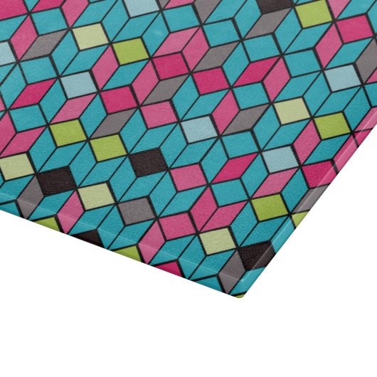 Turqouise- en roze-kubuspatroon snijplank (Hoek)