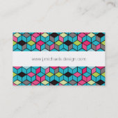 Turqouise- en roze-kubuspatroon visitekaartje (Achterkant)
