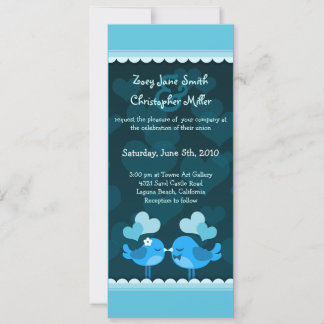 Turqouise Tortelduifjes Long Wedding Invitation Kaart
