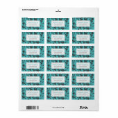 Turquiose Aqua Black Rozen Return Address Label (Full Sheet)