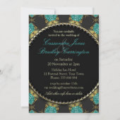 Turquiose Black Gold Sparkle Weddenschap Kaart (Achterkant)