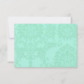 Turquiose Mint Damask Wedding RSVP Kaart (Achterkant)