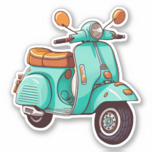 Turquiose Vespa Motor Scooter Sticker