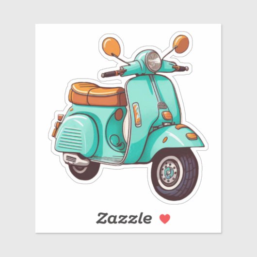 Turquiose Vespa Motor Scooter Sticker (Vel)