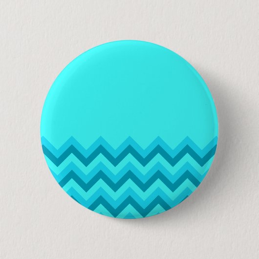Turquiose Zig Zag Pattern. Deel Plain. Ronde Button 5,7 Cm (Voorkant)