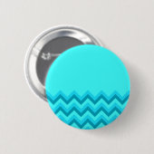 Turquiose Zig Zag Pattern. Deel Plain. Ronde Button 5,7 Cm (Voorkant /achterkant)