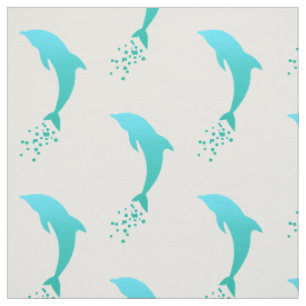 Turquise Blue Jumping Dolphin met bellenstof Stof