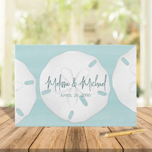 Turquise bruiloft strand minimalistische zand doll gastenboek