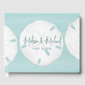 Turquise bruiloft strand minimalistische zand doll gastenboek (Voorkant)