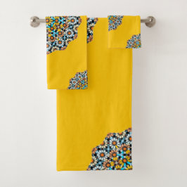 Turquise en Geel Marmer Marokkaans Mozaïek Bad Handdoek