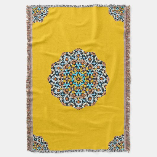 Turquise en Geel Marmer Marokkaans Mozaïek Deken (Voorkant Verticaal)
