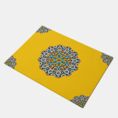 Turquise en Geel Marmer Marokkaans Mozaïek Deurmat (Schuin)