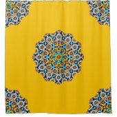 Turquise en Geel Marmer Marokkaans Mozaïek Douchegordijn (Voorkant)