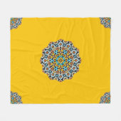 Turquise en Geel Marmer Marokkaans Mozaïek Fleece Deken (Voorkant (Horizontaal))