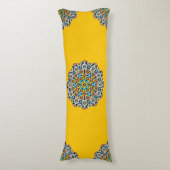 Turquise en Geel Marmer Marokkaans Mozaïek Lichaamskussen (Voorkant Verticaal)