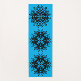 Turquise en zwarte mandala yoga mat
