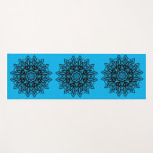 Turquise en zwarte mandala yoga mat (Voorkant (horizontaal))