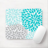Turquoie blue gray dahlia desktop kantoor muismat (Met muis)