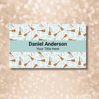 Turquois Ukulele Business Card Guitar and Uke Visitekaartje