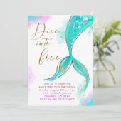 Turquois zeemeermin duik in vijf 5e verjaardagsfee kaart (Staand voorkant)