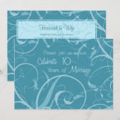 Turquoise 10de trouwjubileum uitnodiging (Voorkant / Achterkant)