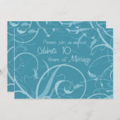 Turquoise 10e trouwjubileum uitnodiging (Voorkant / Achterkant)