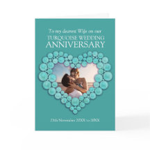 Turquoise 11e trouwdag vrouw fotokaart