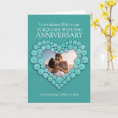 Turquoise 11e trouwdag vrouw fotokaart kaart (Gele Bloem)