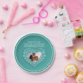 Turquoise 11th Wedding Jubileum foto hart Papieren Bordje (Feest)