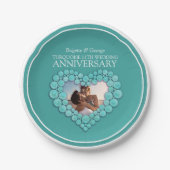 Turquoise 11th Wedding Jubileum foto hart Papieren Bordje (Voorkant)