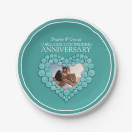 Turquoise 11th Wedding Jubileum foto hart Papieren Bordje