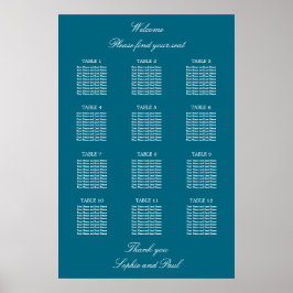 Turquoise 12 Tafel Trouw Stoelenindeling Poster