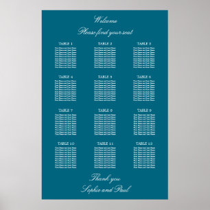 Turquoise 12 Tafel Trouw Stoelenindeling Poster