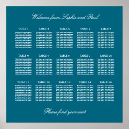 Turquoise 15 Tafel Trouwstoelindeling Poster