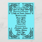 Turquoise 1920's bruiloft programmakaart (Achterkant)