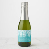 Turquoise 21st Birthday Mini Sparkling Wijnetiket (Voorkant)