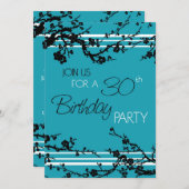 Turquoise 30th Birthday Party Invitation Card Kaart (Voorkant / Achterkant)