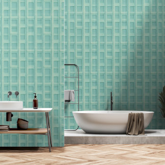 Turquoise 3D-rasterboxpanelen -Plak & Trek  Behang